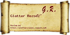 Glatter Rezső névjegykártya